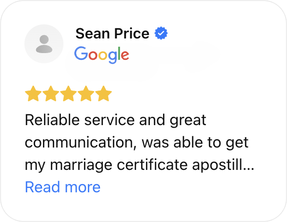 Verified 5-star Google review from Chloe Rivera for Florida Mobile Apostille